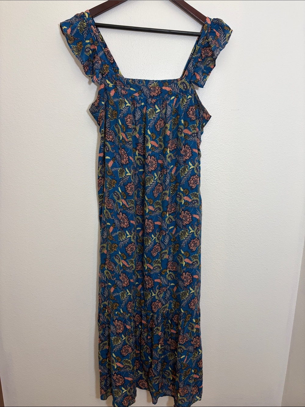 Knox Rose Blue Floral Maxi Dress with Ruffle Straps